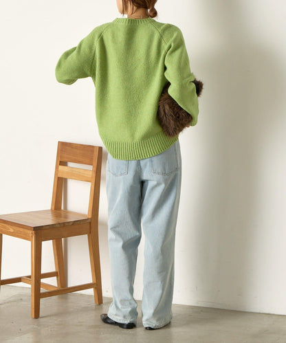 羊毛感圓領針織衫