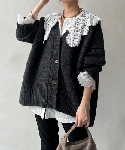 寬鬆版型V領針織開衫