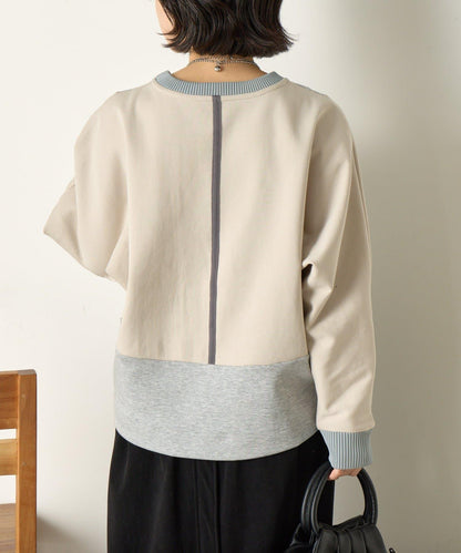 拼色蝙蝠袖箱型T恤