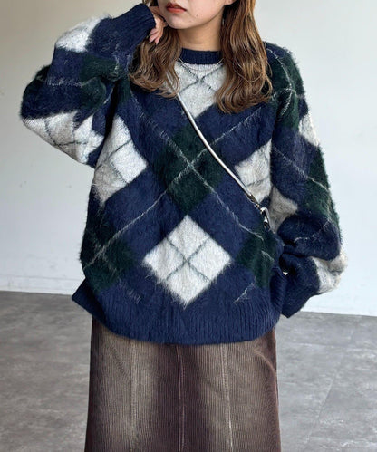 MIX紗仿馬海毛針織衫