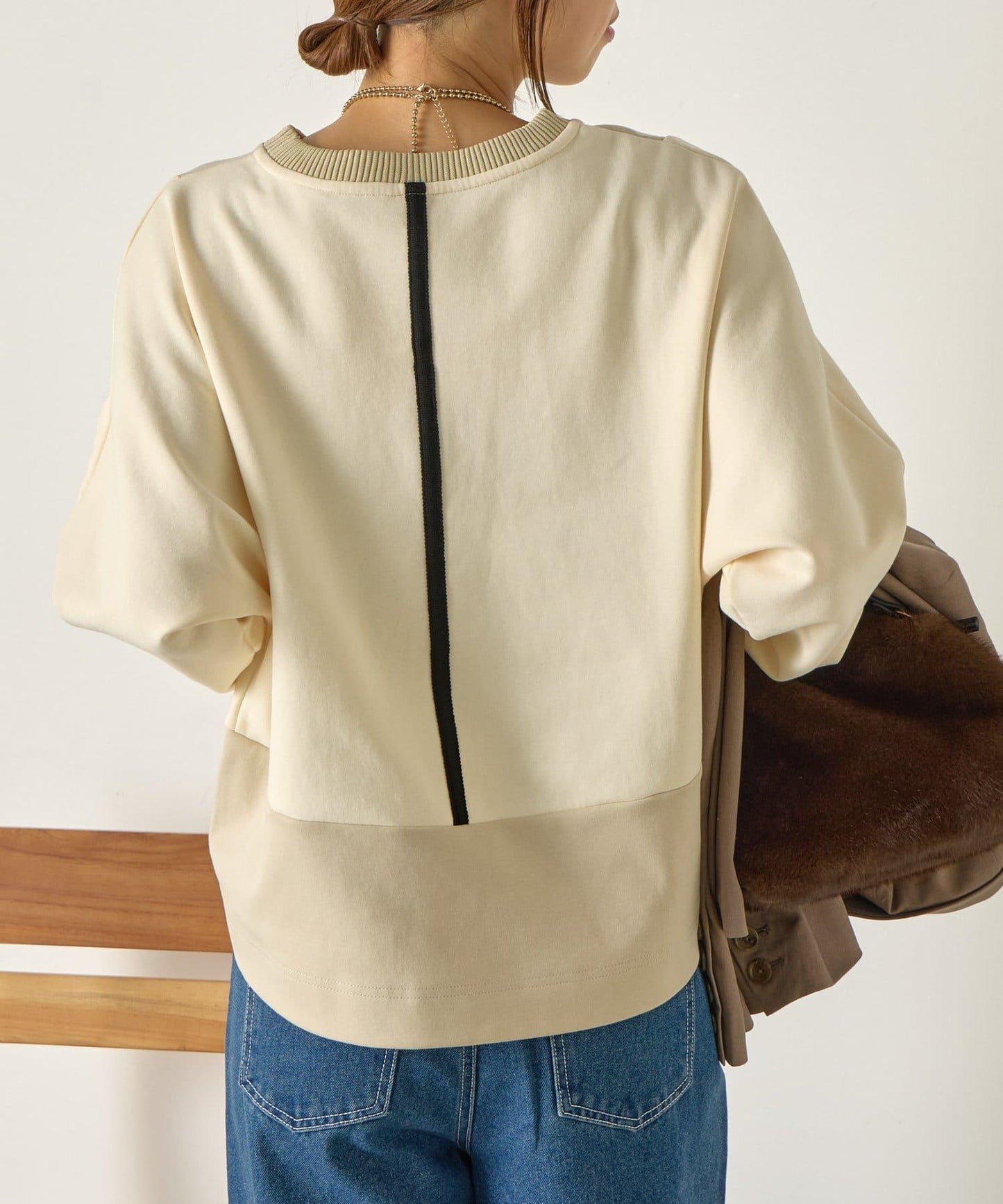 拼色蝙蝠袖箱型T恤