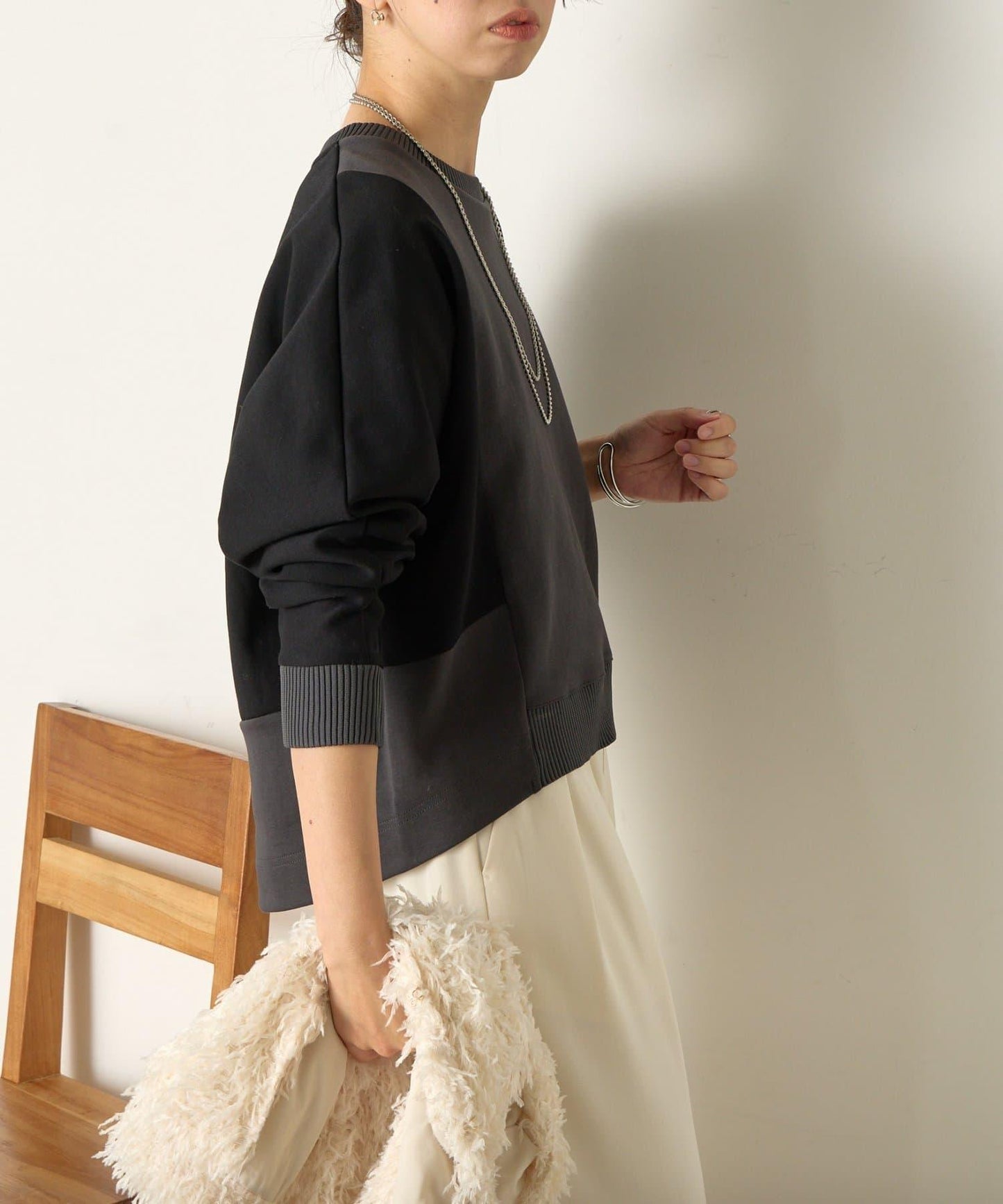 拼色蝙蝠袖箱型T恤