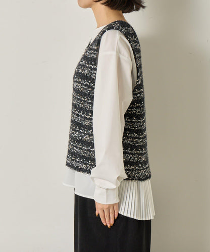 推文風格馬甲套裝襯衫