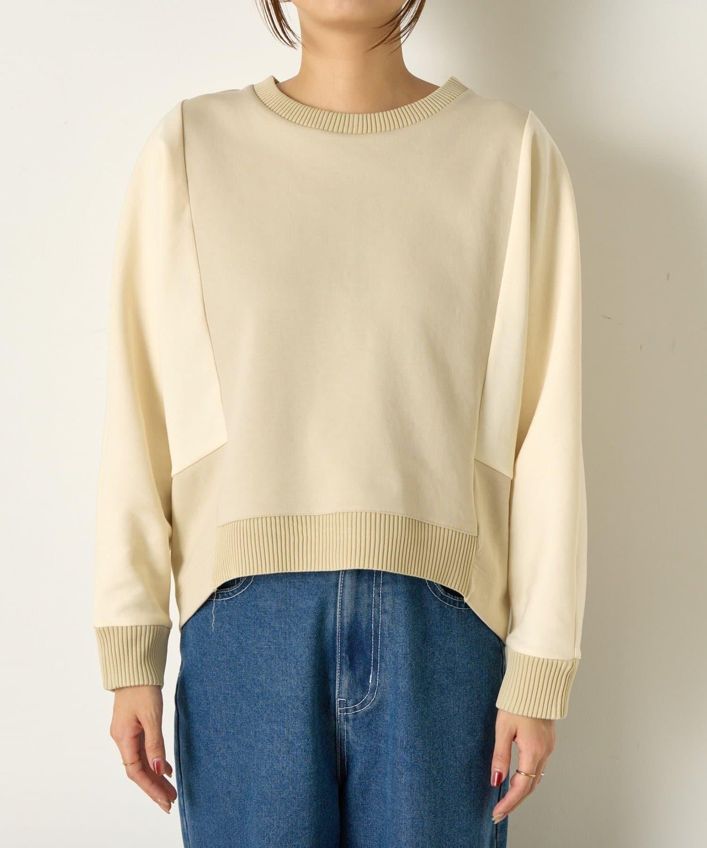 拼色蝙蝠袖箱型T恤