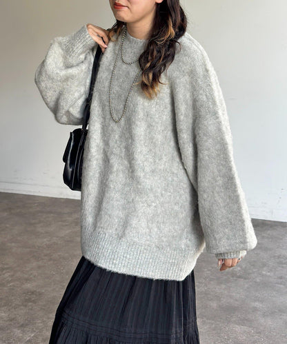 MIX紗仿馬海毛針織衫