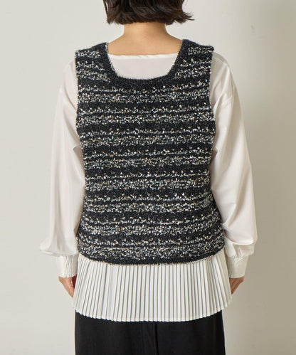 推文風格馬甲套裝襯衫