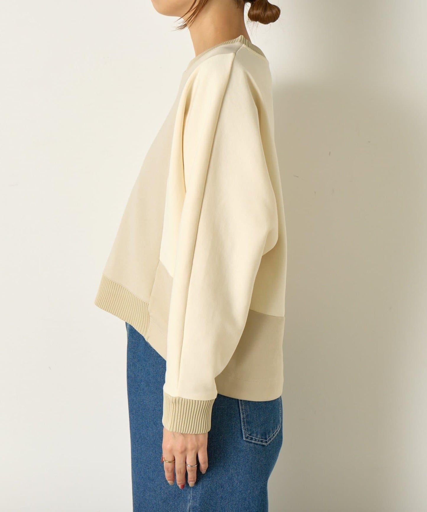 拼色蝙蝠袖箱型T恤