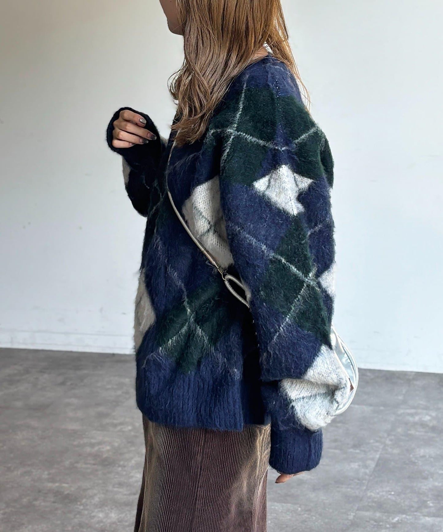 MIX紗仿馬海毛針織衫