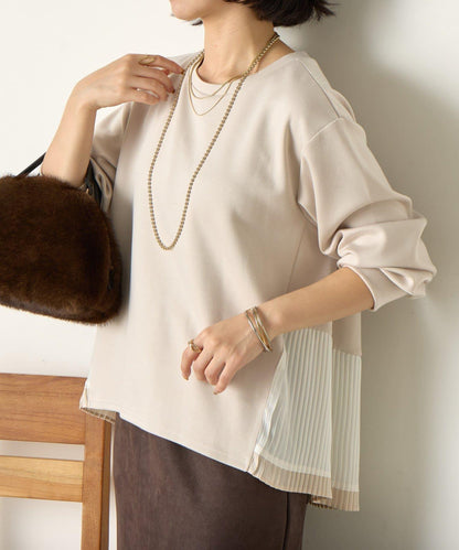 下襬百褶拼接針織上衣