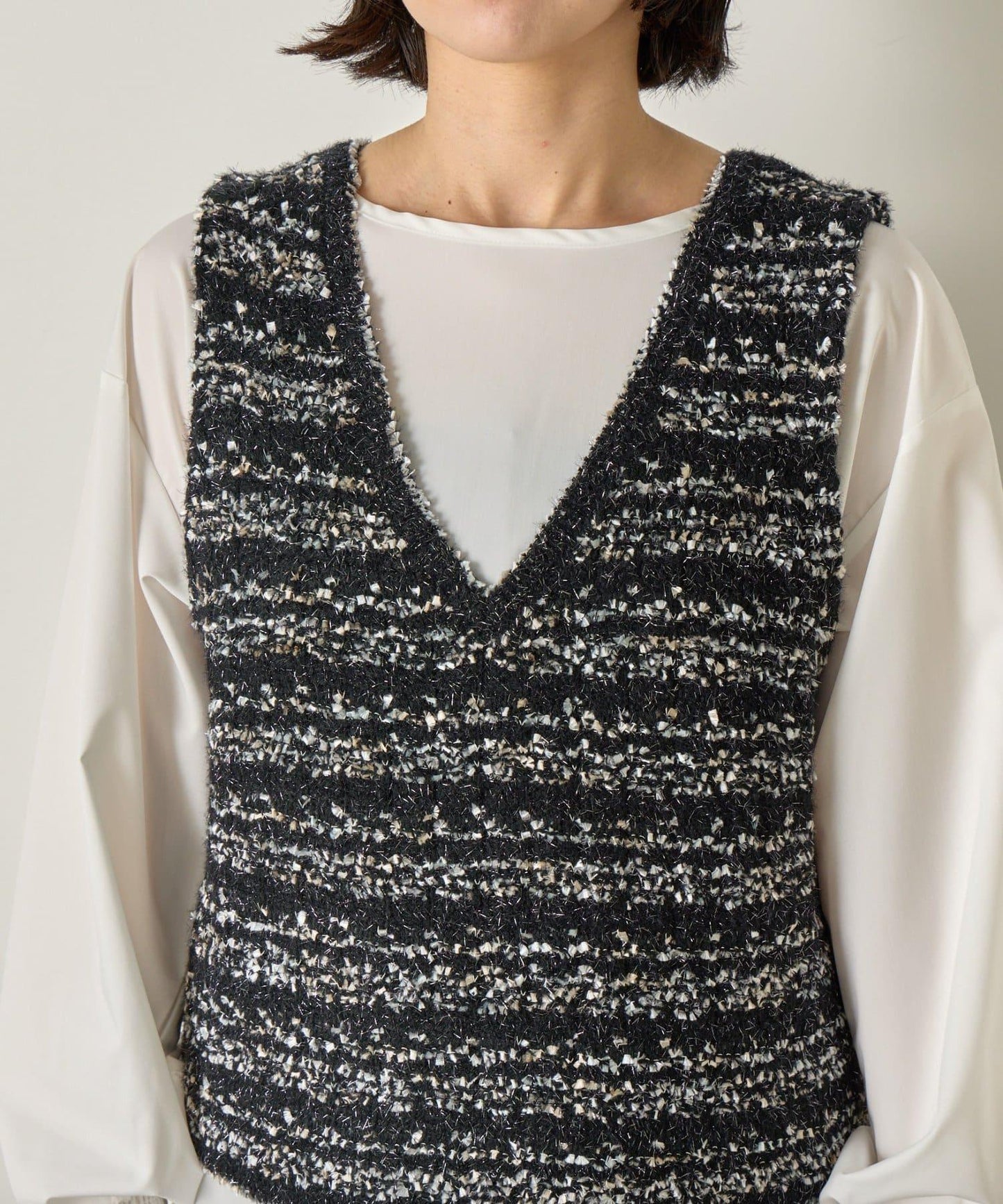 推文風格馬甲套裝襯衫