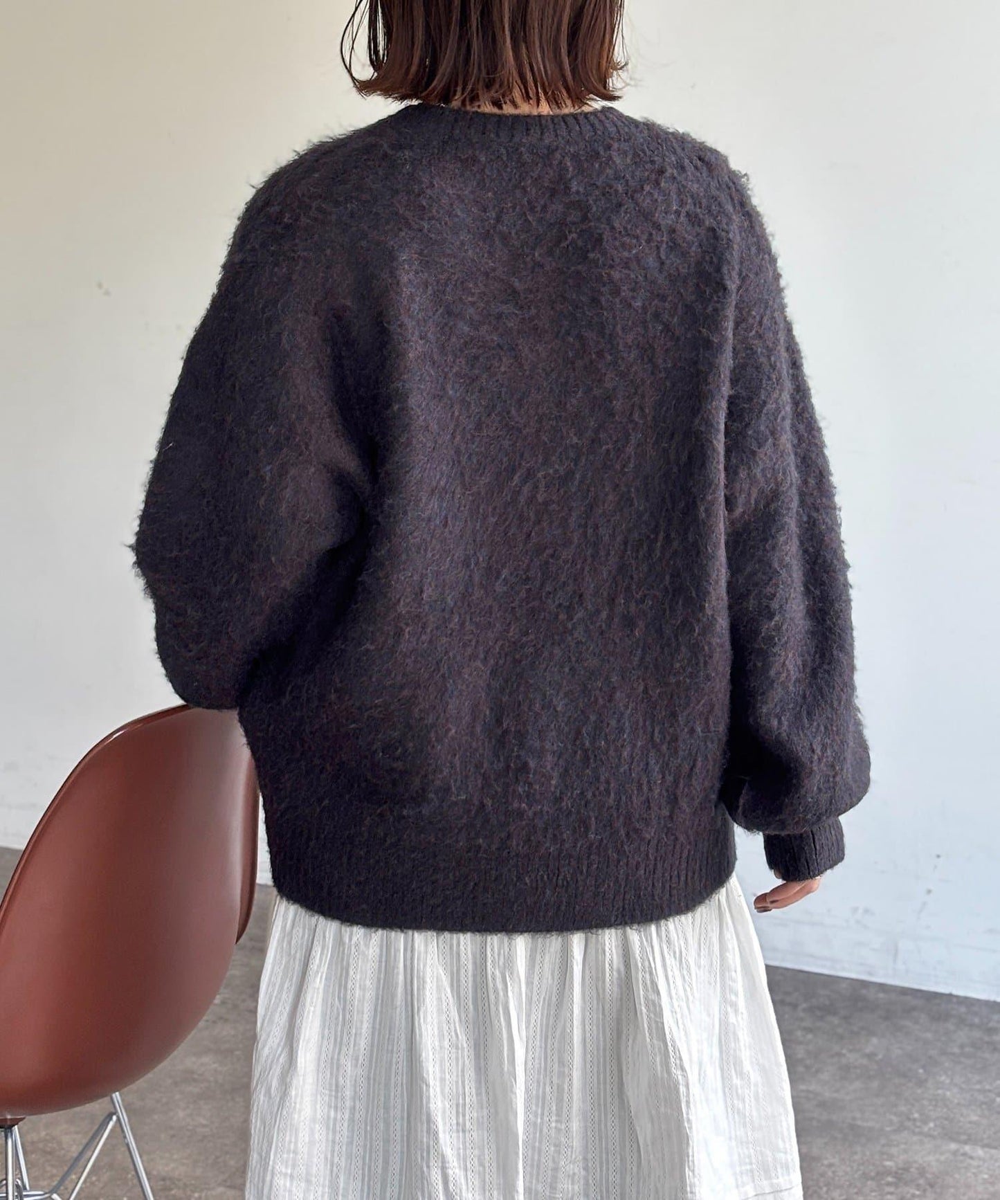 MIX紗仿馬海毛針織衫