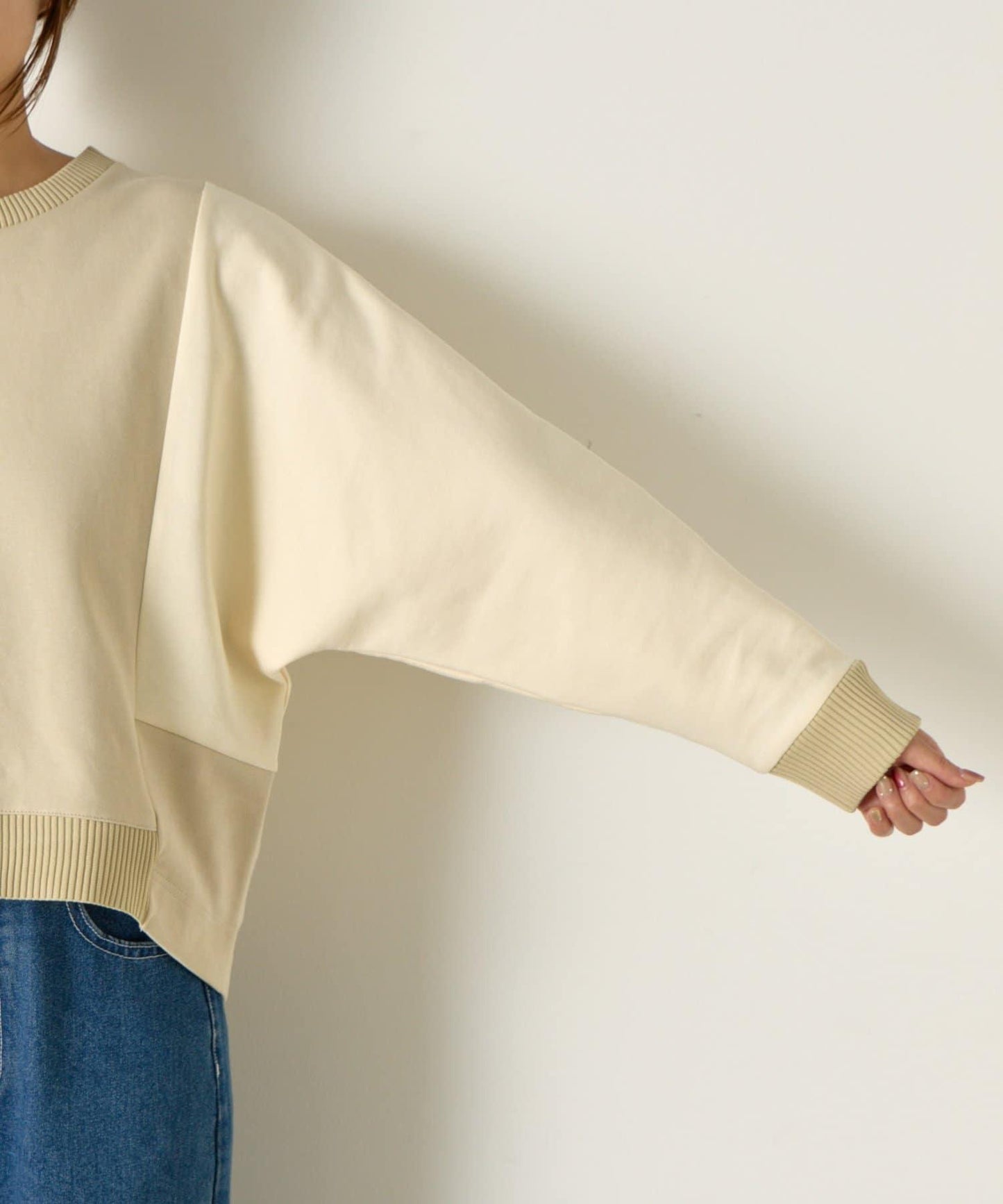 拼色蝙蝠袖箱型T恤