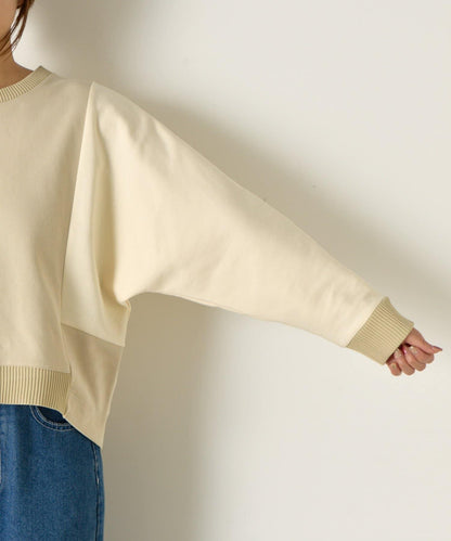 拼色蝙蝠袖箱型T恤