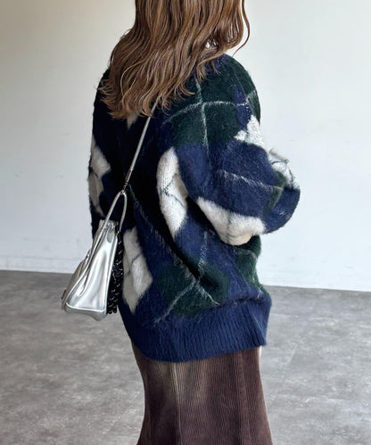 MIX紗仿馬海毛針織衫