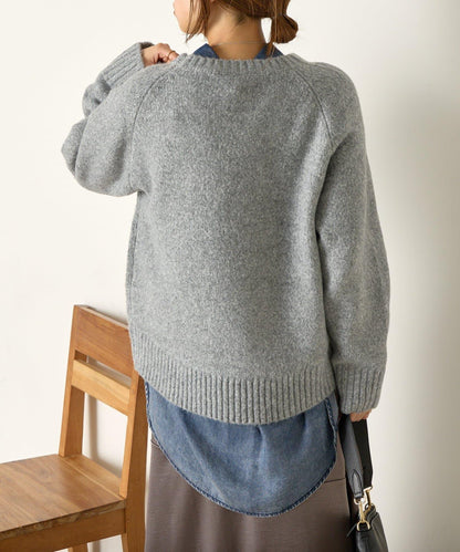 羊毛感圓領針織衫