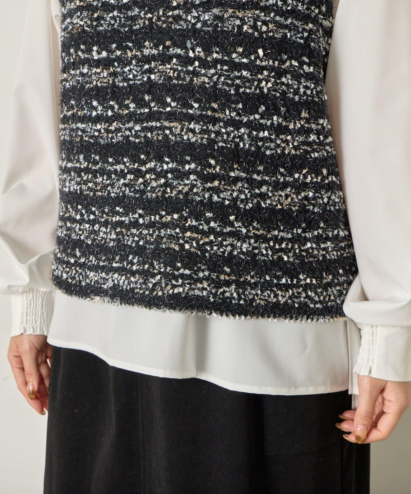 推文風格馬甲套裝襯衫