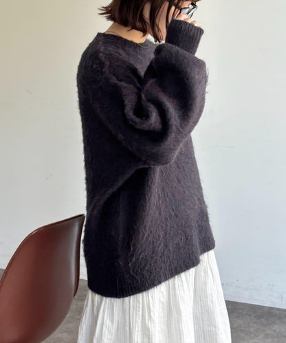 MIX紗仿馬海毛針織衫