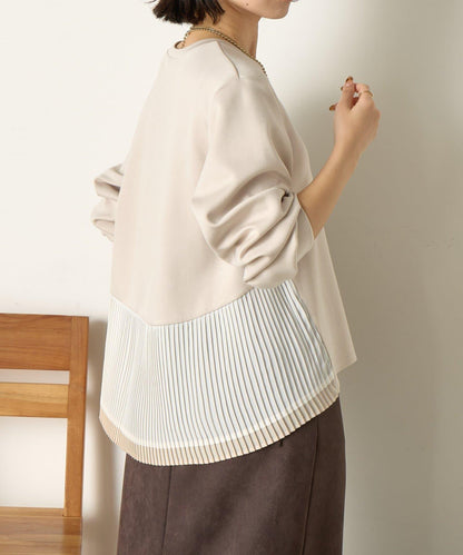 下襬百褶拼接針織上衣