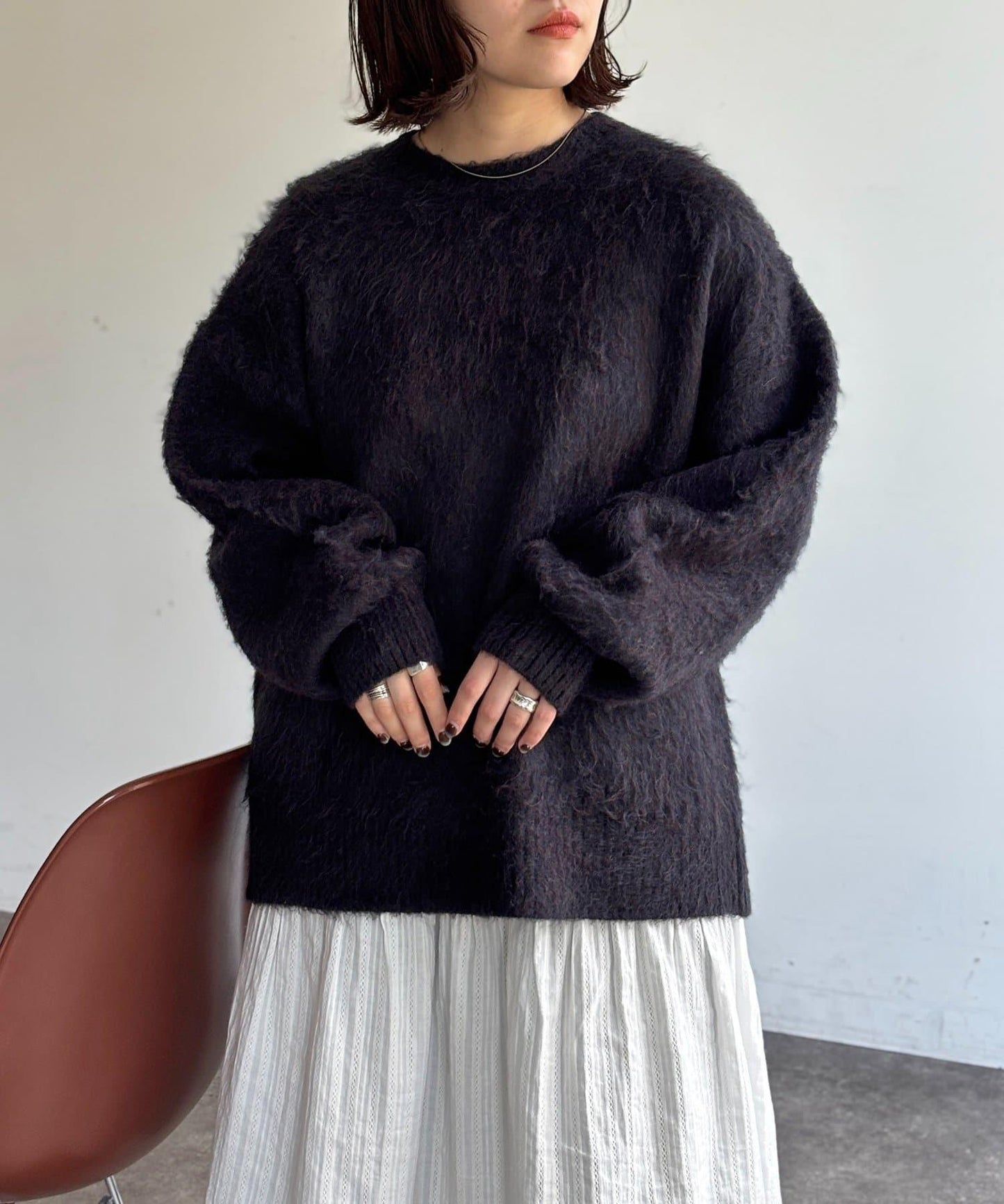 MIX紗仿馬海毛針織衫