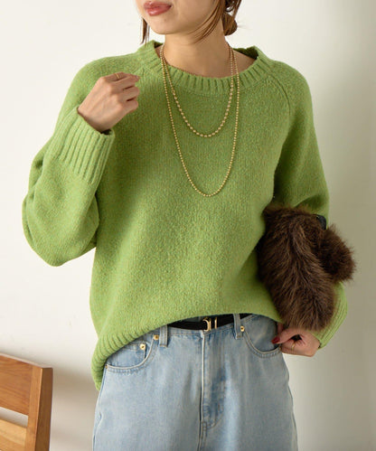 羊毛感圓領針織衫