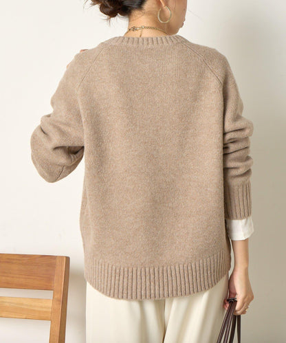 羊毛感圓領針織衫