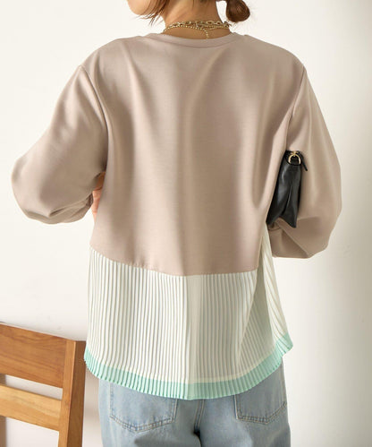 下襬百褶拼接針織上衣