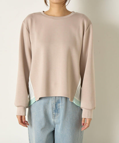 下襬百褶拼接針織上衣