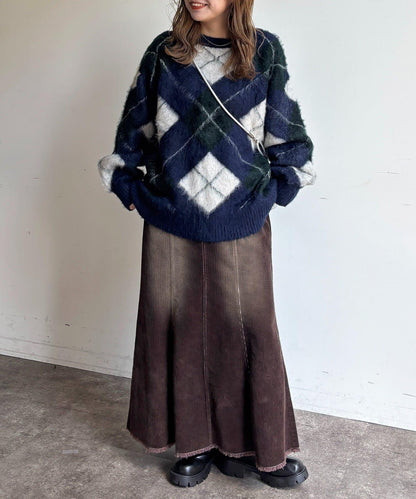 MIX紗仿馬海毛針織衫