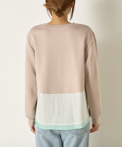 下襬百褶拼接針織上衣