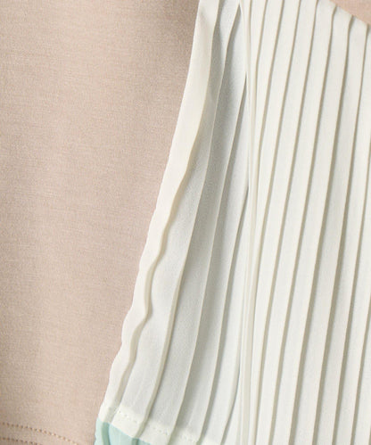 下襬百褶拼接針織上衣