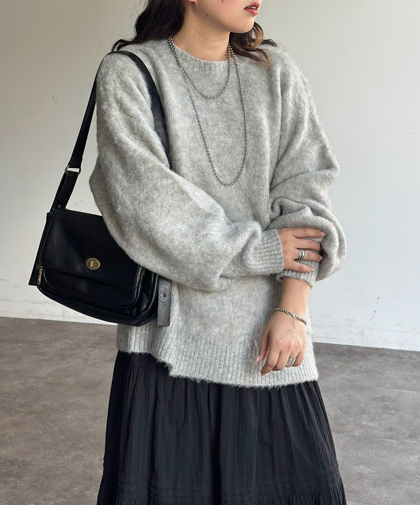 MIX紗仿馬海毛針織衫