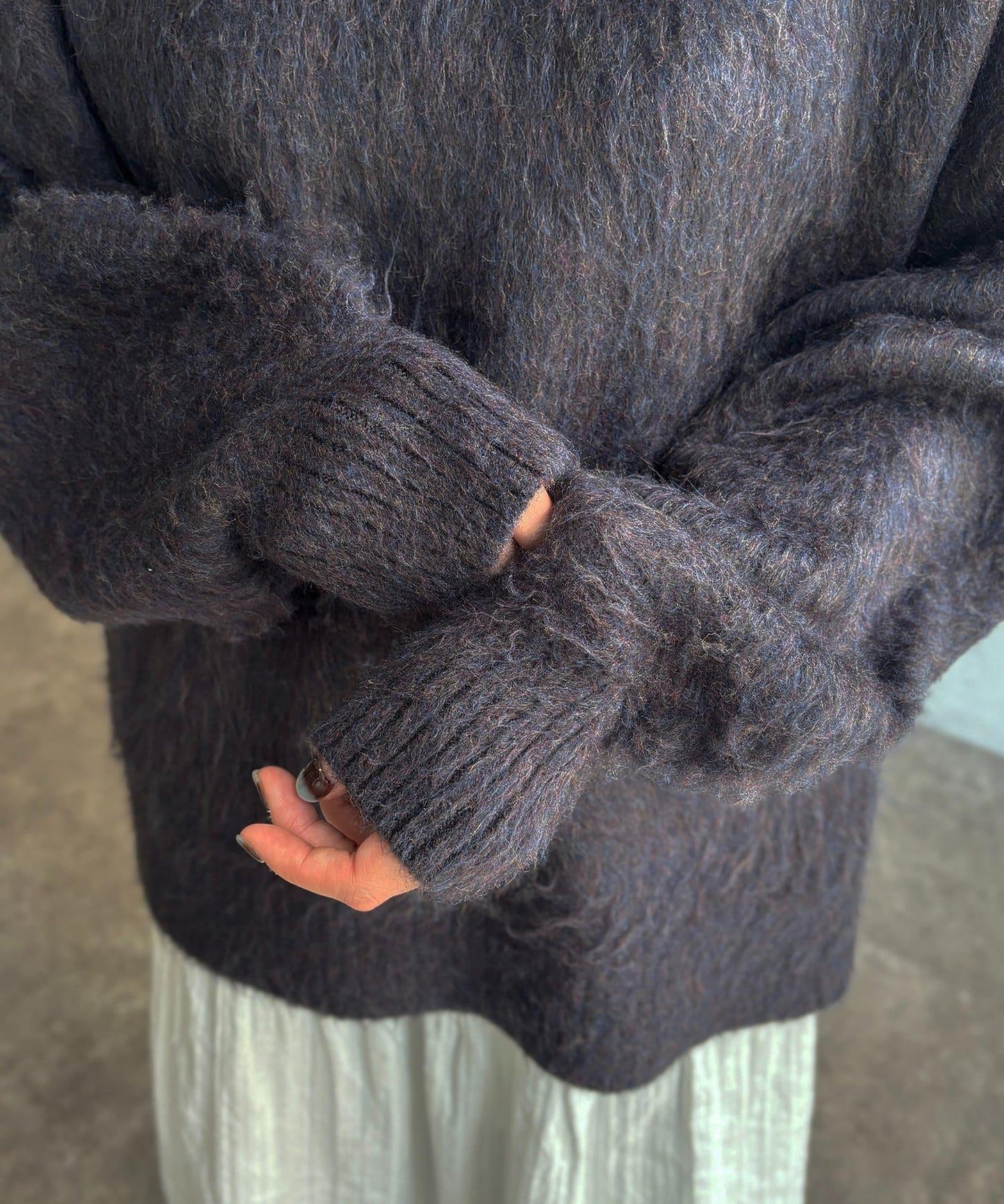 MIX紗仿馬海毛針織衫