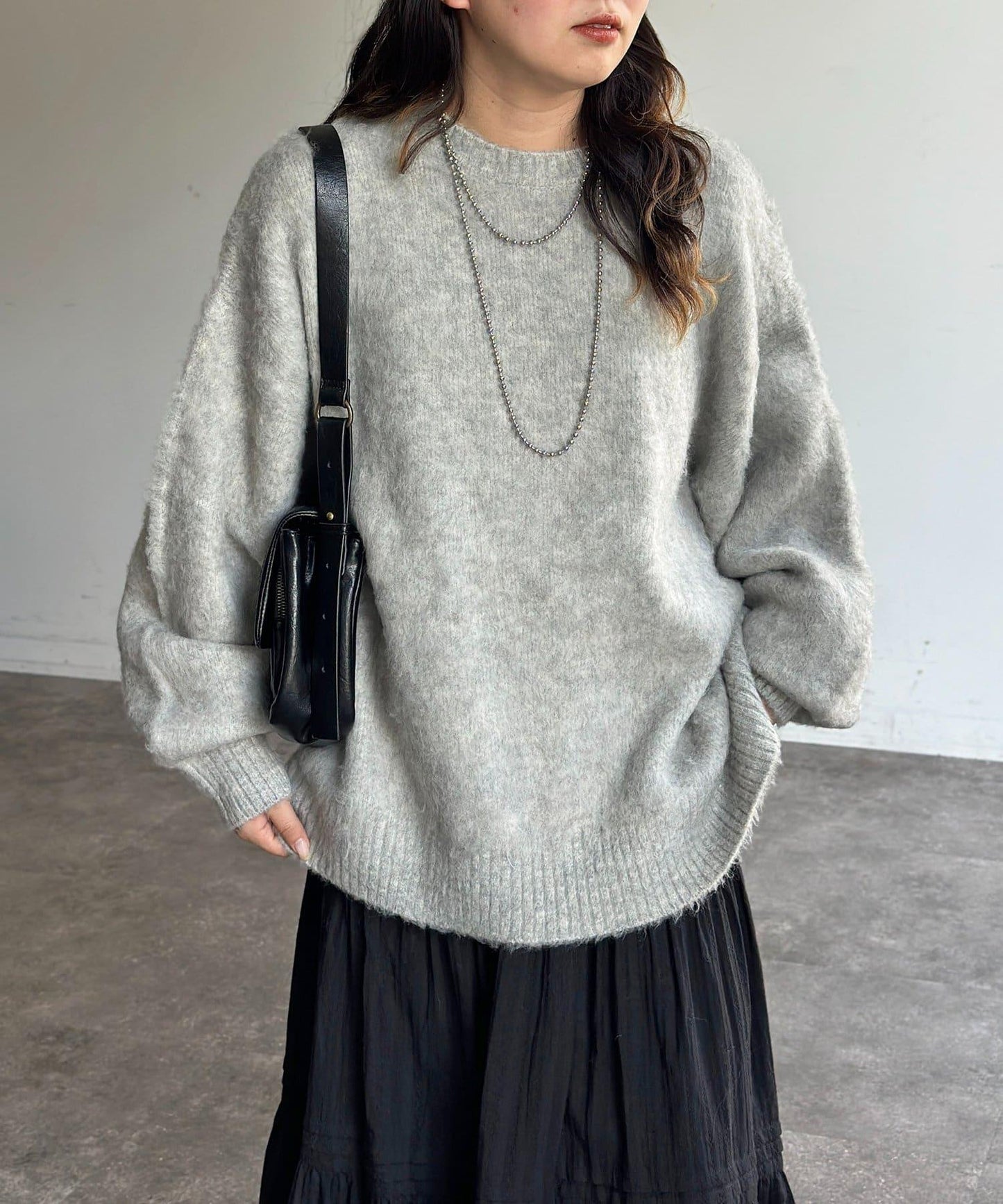 MIX紗仿馬海毛針織衫