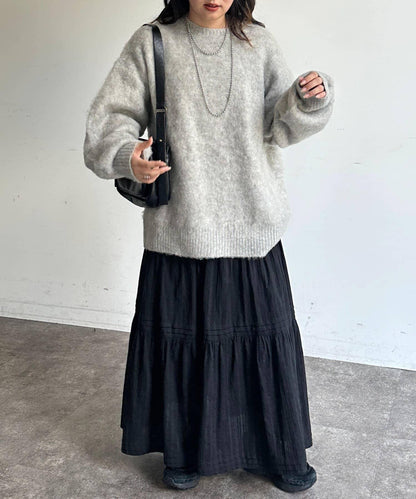 MIX紗仿馬海毛針織衫