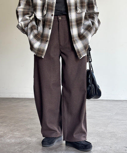 仿羊毛彎曲工裝褲