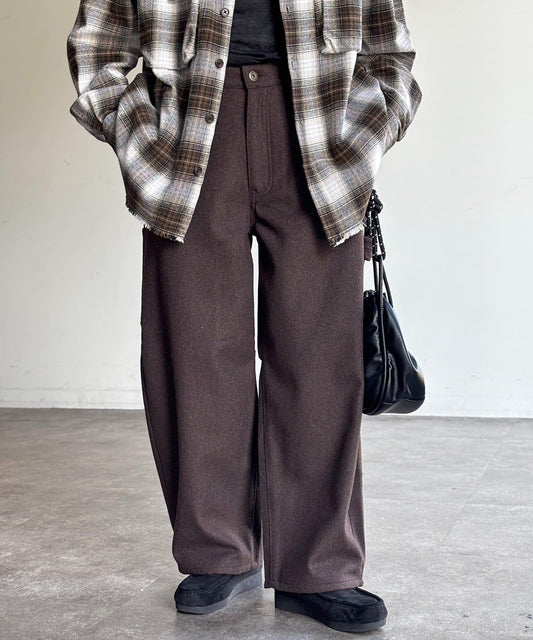 仿羊毛彎曲工裝褲