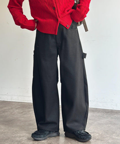 仿羊毛彎曲工裝褲