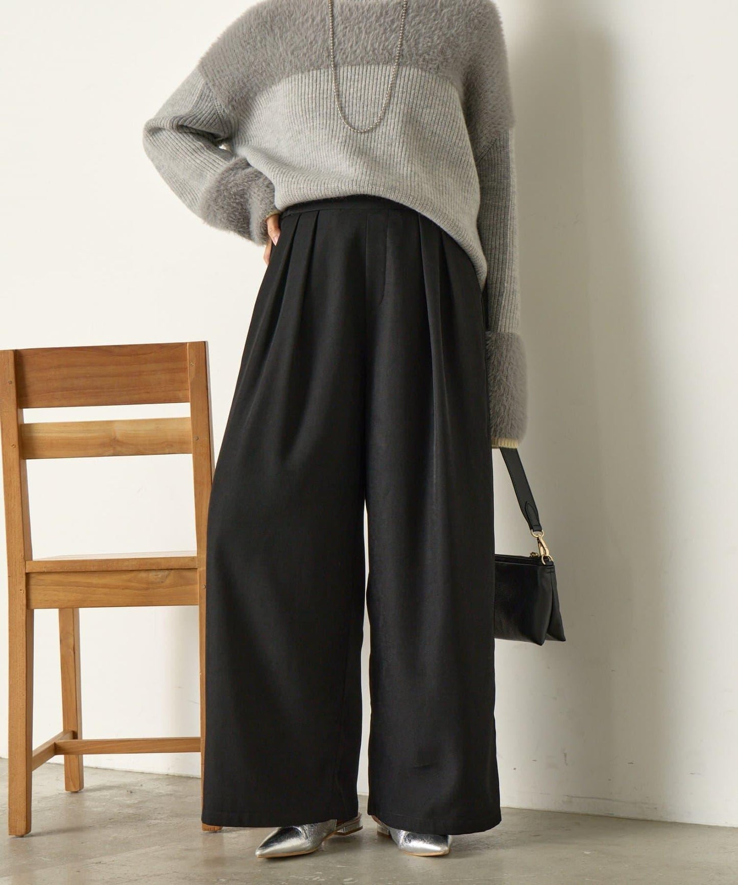 2褶寬鬆長褲