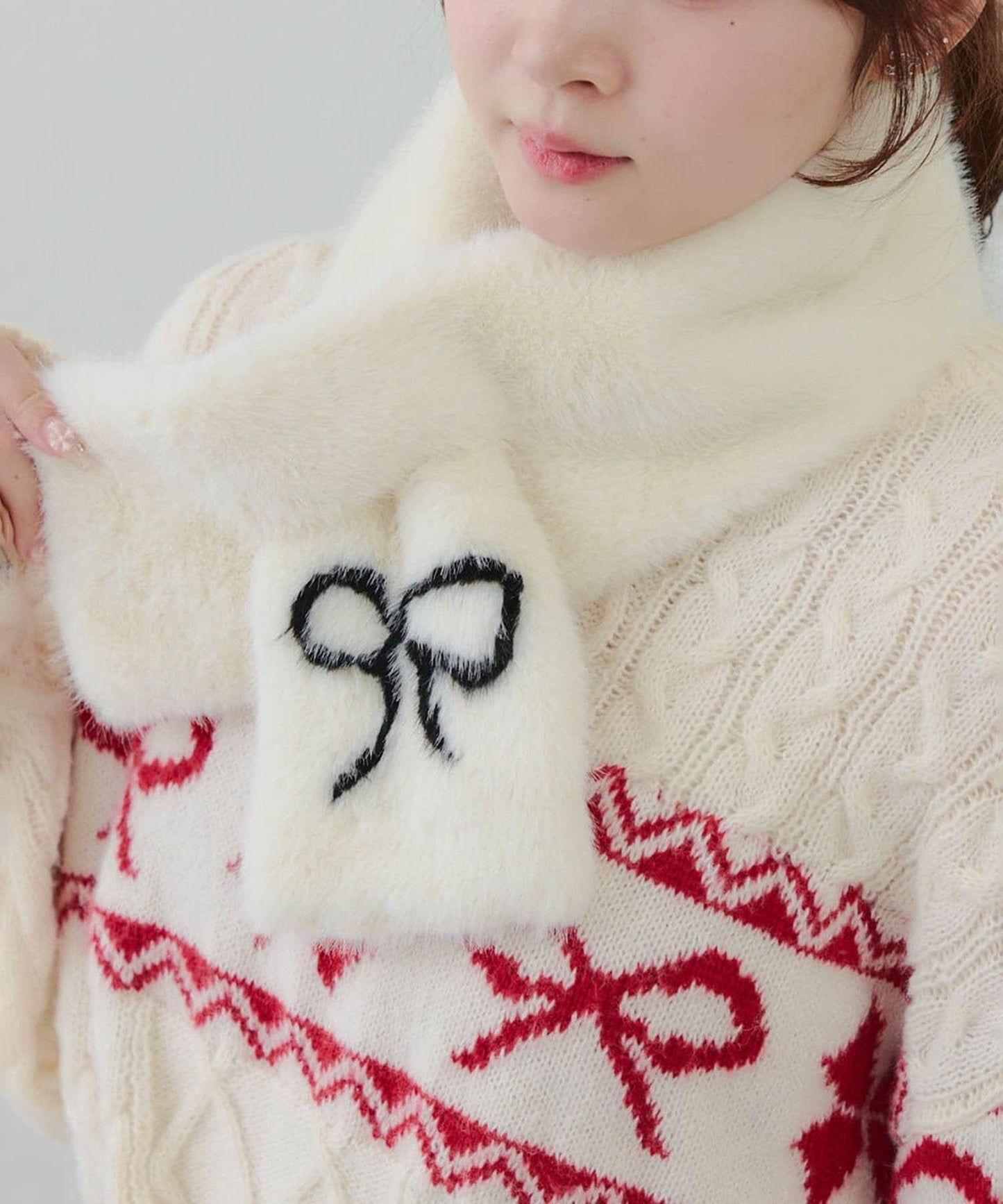 蝴蝶結毛絨圍脖