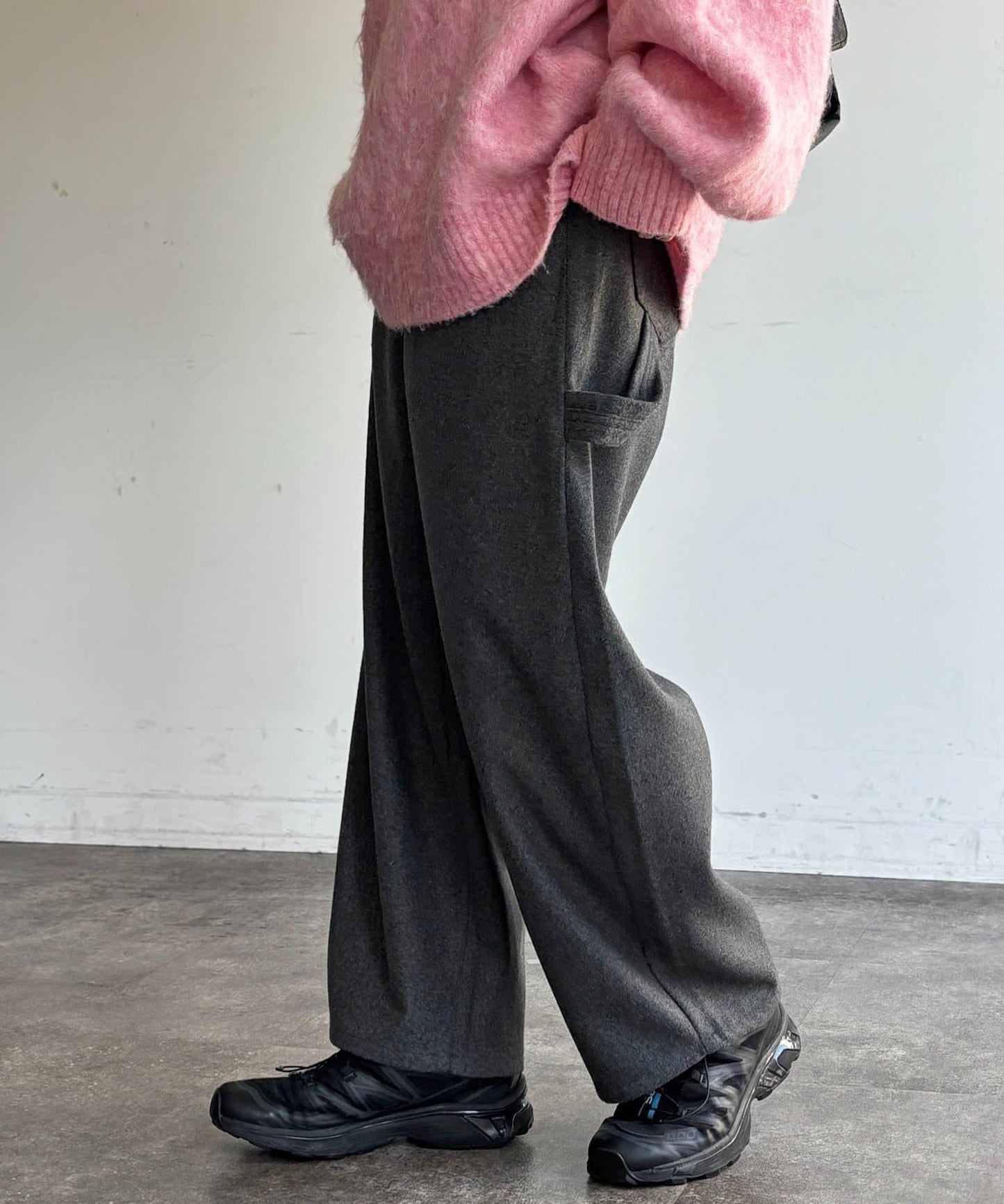 仿羊毛彎曲工裝褲