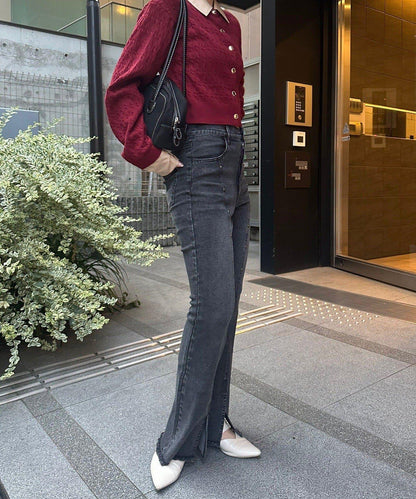 【2尺碼可選】鉚釘微喇牛仔褲