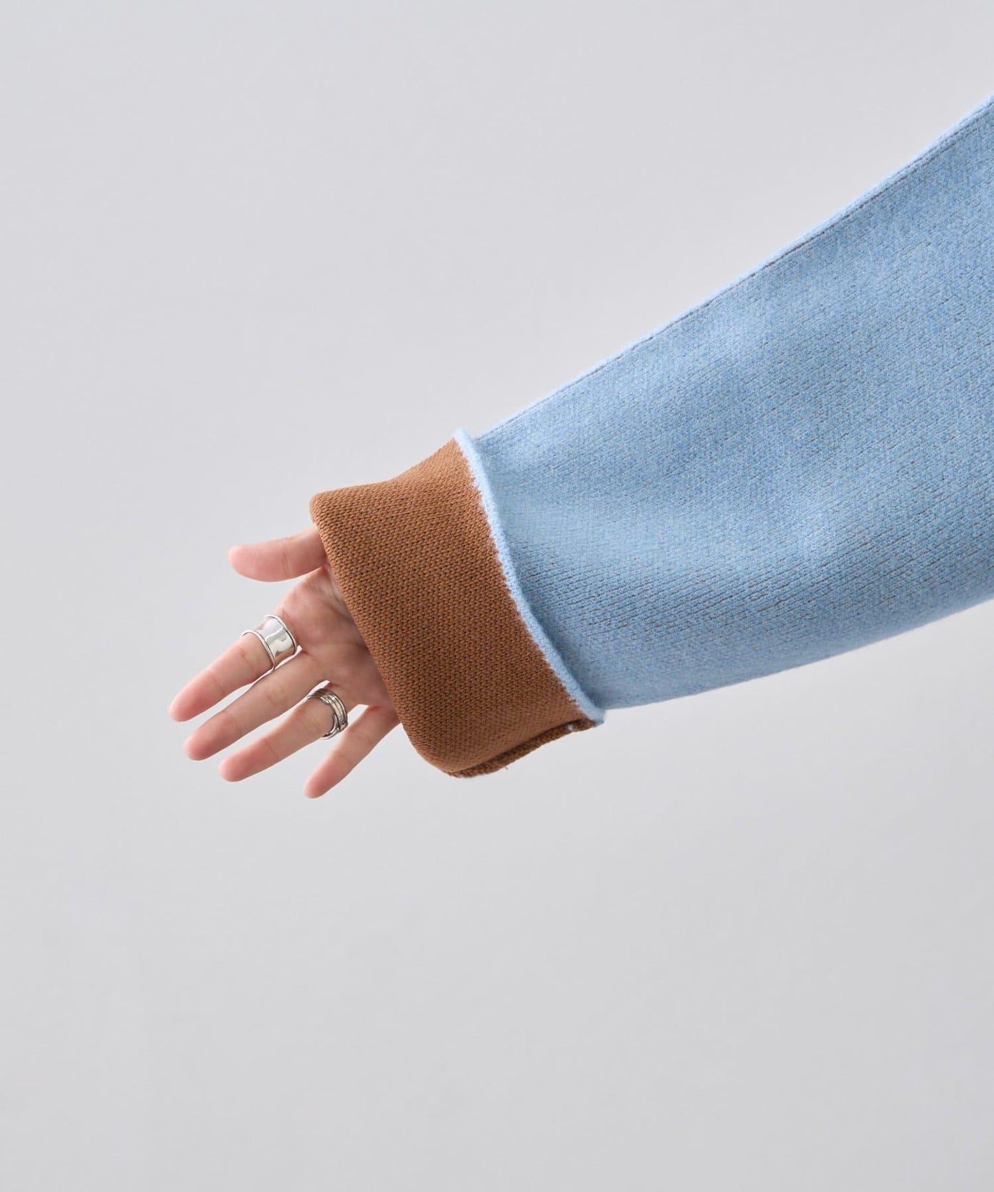 雙拉鍊拼色仿犛牛絨針織夾克