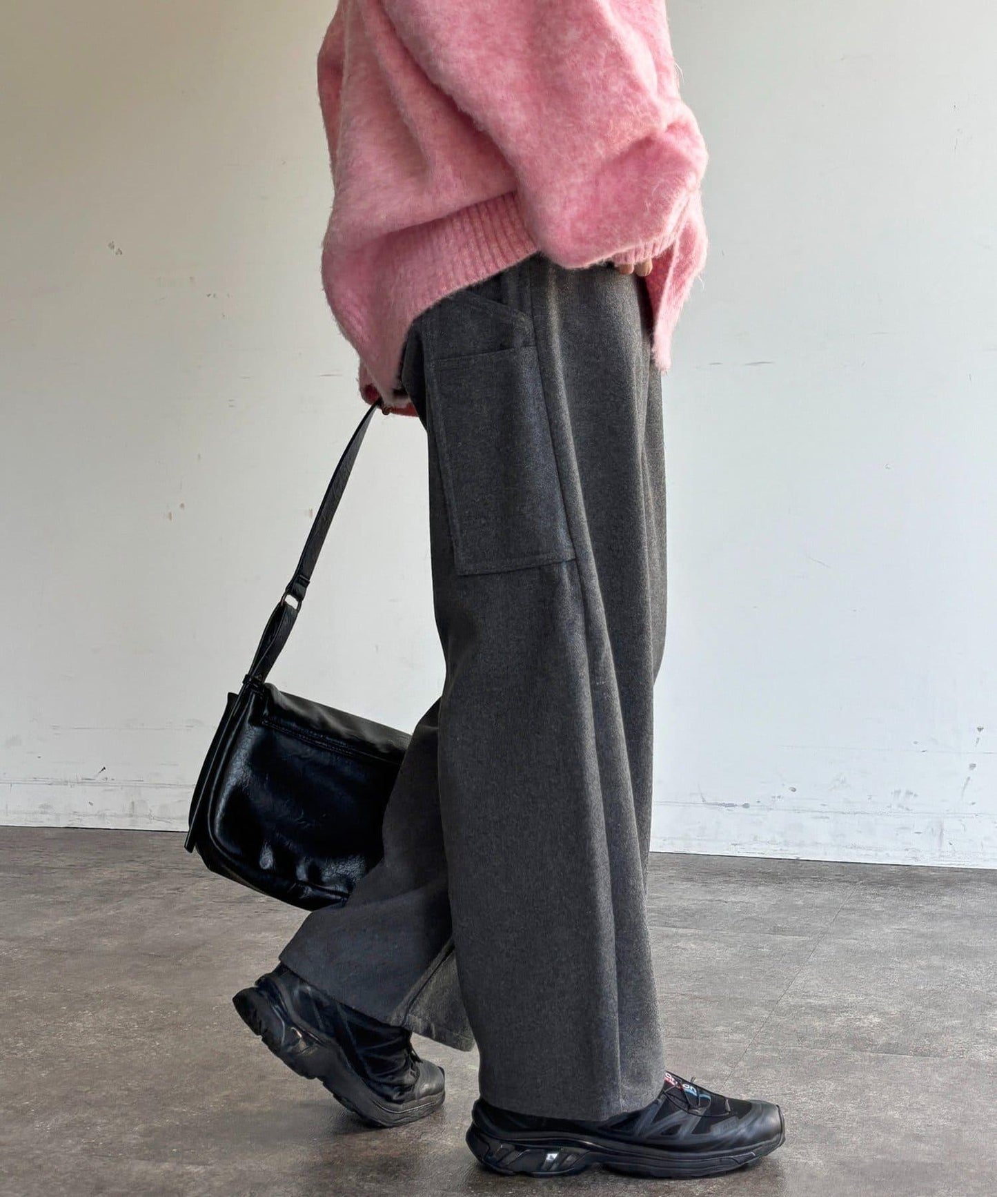 仿羊毛彎曲工裝褲