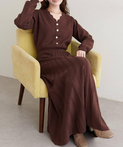 荷葉邊褶皺針織連衣裙