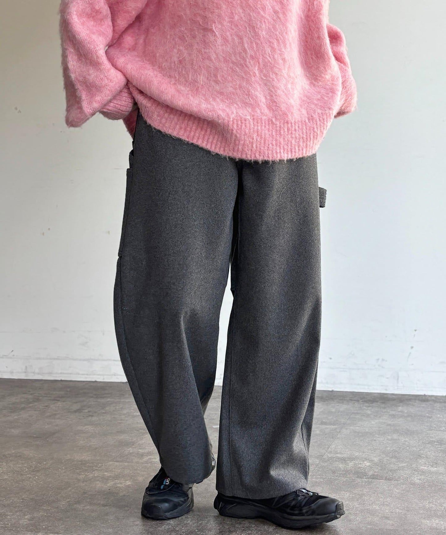 仿羊毛彎曲工裝褲