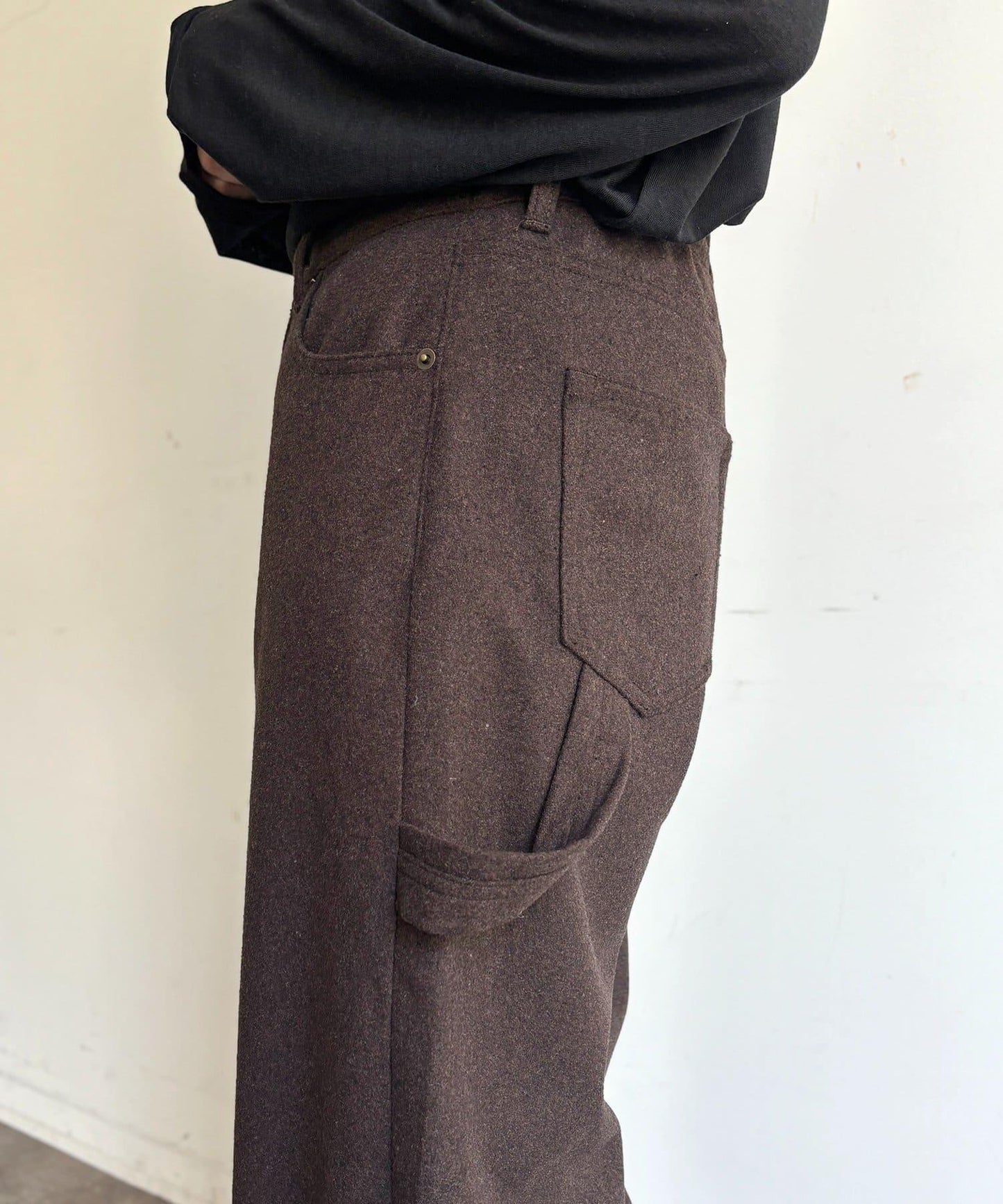 仿羊毛彎曲工裝褲