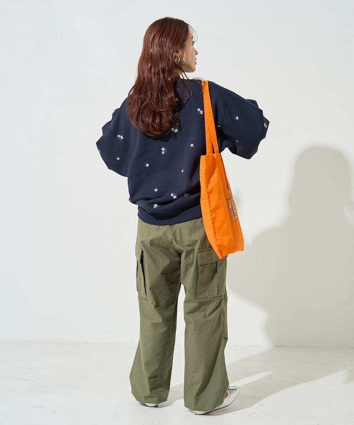 小花刺繡加絨衛衣套頭衫