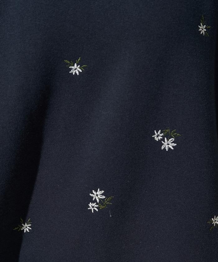 小花刺繡加絨衛衣套頭衫