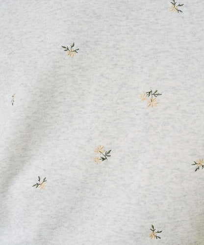 小花刺繡加絨衛衣套頭衫