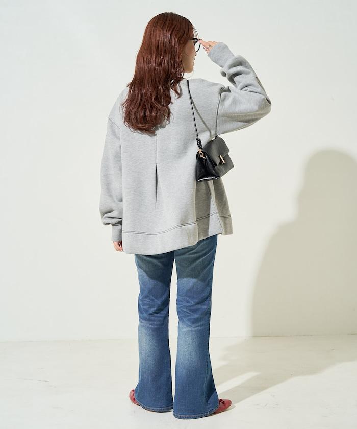 配色 ステッチ タック Aライン 裏起毛 チュニック【限定展開】